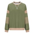 thumbnail image 5 of jtjvou Colorblock Striped Oversized Sweatshirt for Women Loose Crewneck Long Sleeve Casual Pullover Blouse Tunic Tops Green L, 5 of 5