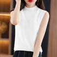 thumbnail image 2 of Women Sweater Vest Cropped and Fitted for Cute Casual Fall Outfits Half Turtleneck Vest Women's Sleeveless Bottoming Shirt, 2 of 6