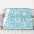 thumbnail image 5 of YFYANG Lightweight Warm Flannel Blanket, Blue Christmas Snowflakes Throw Blanket for Bed, Sofa, Travel, Camping, 40"x30", 5 of 7