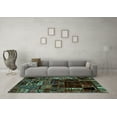 thumbnail image 3 of Ahgly Company Indoor Square Patchwork Turquoise Blue Transitional Area Rugs, 3' Square, 3 of 4