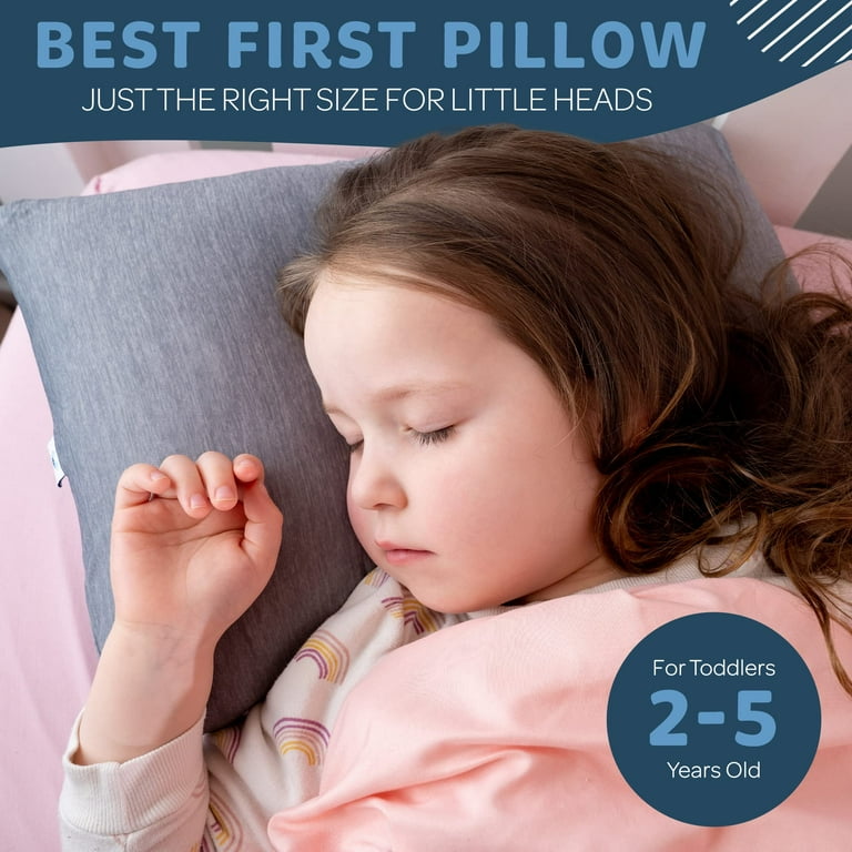 Little Garoo Toddler Pillow for Boys and Girls by PharMeDoc 14x19 Machine Washable Grey Cooling Cover