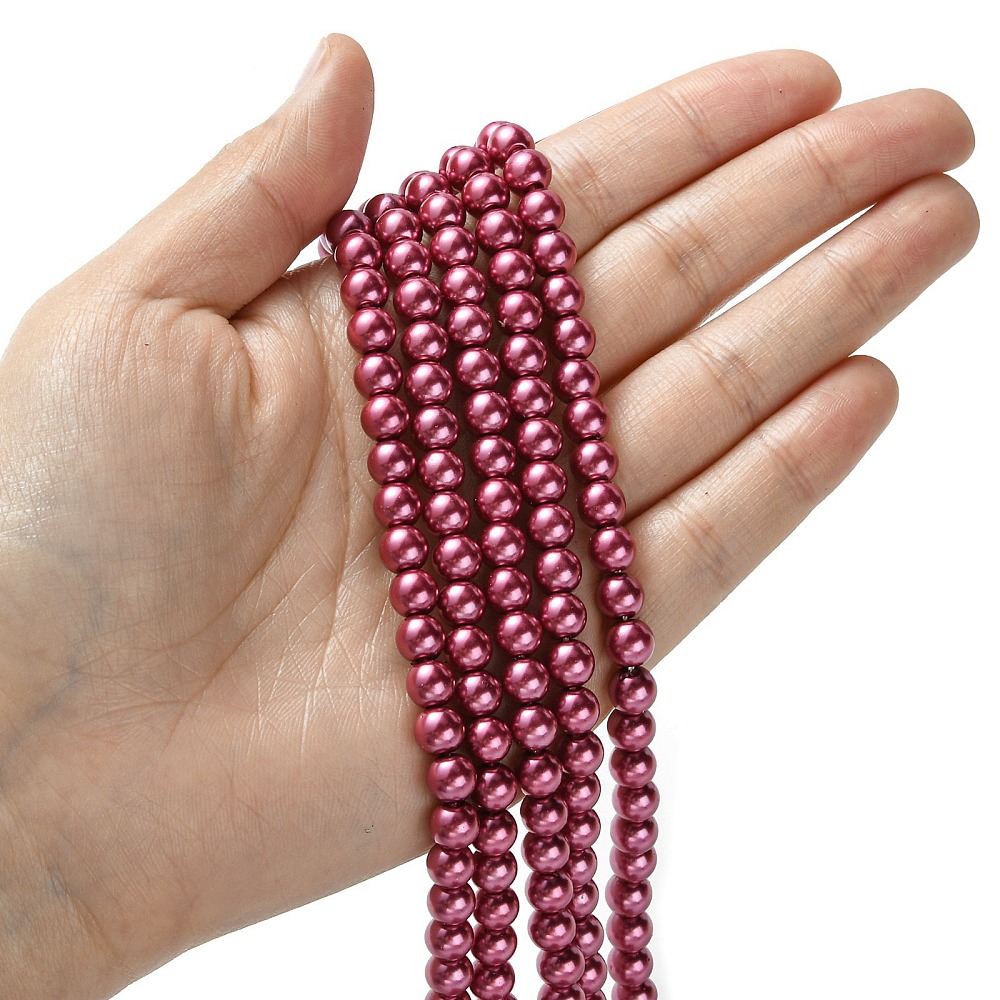 20 Strand Eco-Friendly Dyed Glass Pearl Beads Strands Grade A Round Cotton Cord Threaded 6mm Hole: 1.2~1.5mm about 70pcs/strand 15.7 inch