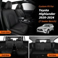 thumbnail image 2 of Car Seat Covers Custom Fit for Toyota Highlander 2020 2021 2022 2023 2024 2025: 7 Seats Full Set Seat Cushion Waterproof Leather Breathable Compatible Airbag (Black, 3 Rows 7 Seats), 2 of 7
