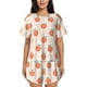 thumbnail image 1 of Fotbe Orange Peach Conjunto de Pijama Estampado para Mujer, 2 Piezas, Ropa de Dormir con Camiseta de Manga Corta y Shorts Suaves-Small, 1 of 6