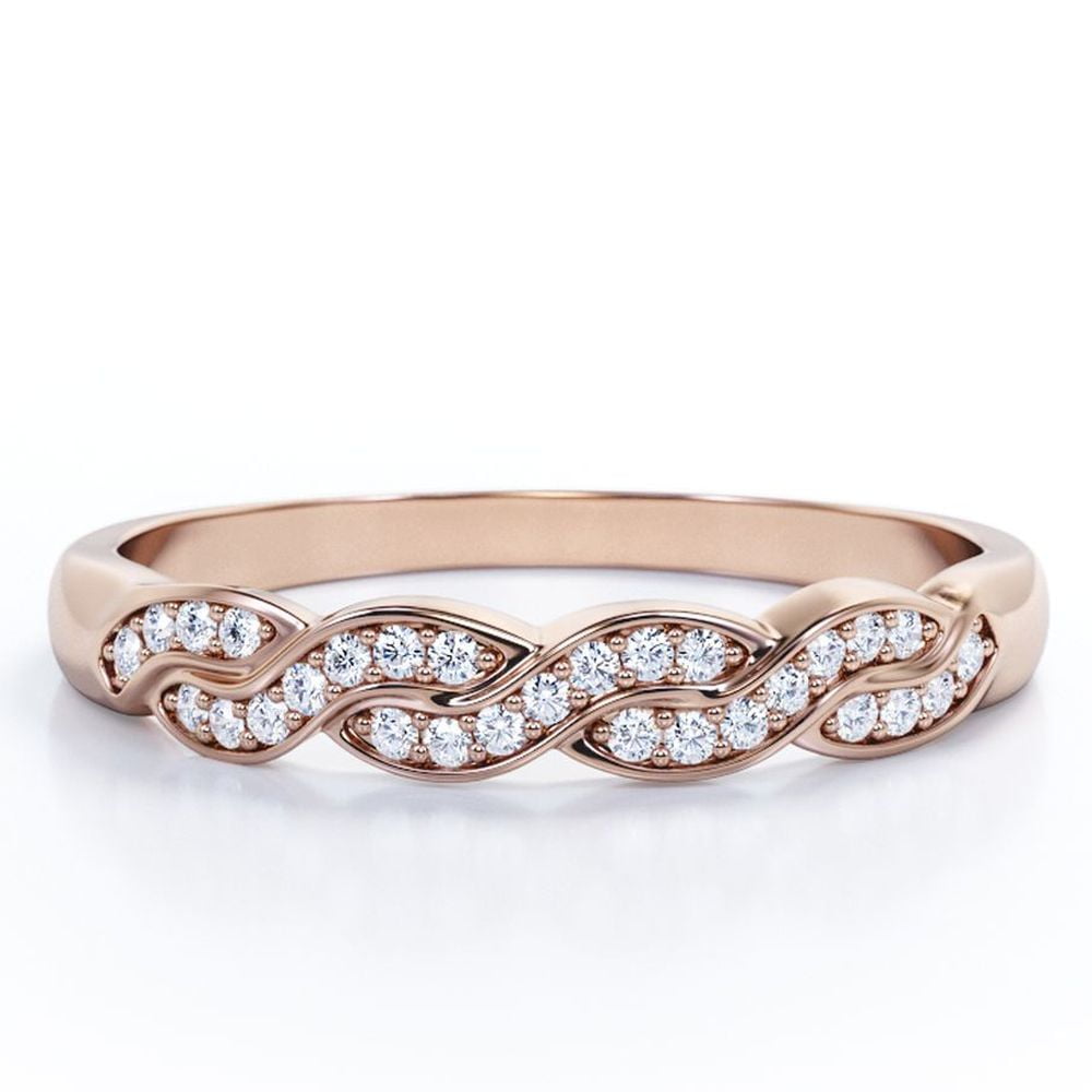 JeenMata 0.25 Carat Round Cut Pave-Channel Infinity Anniversary Ring in 18K Rose Gold Plating over Silver