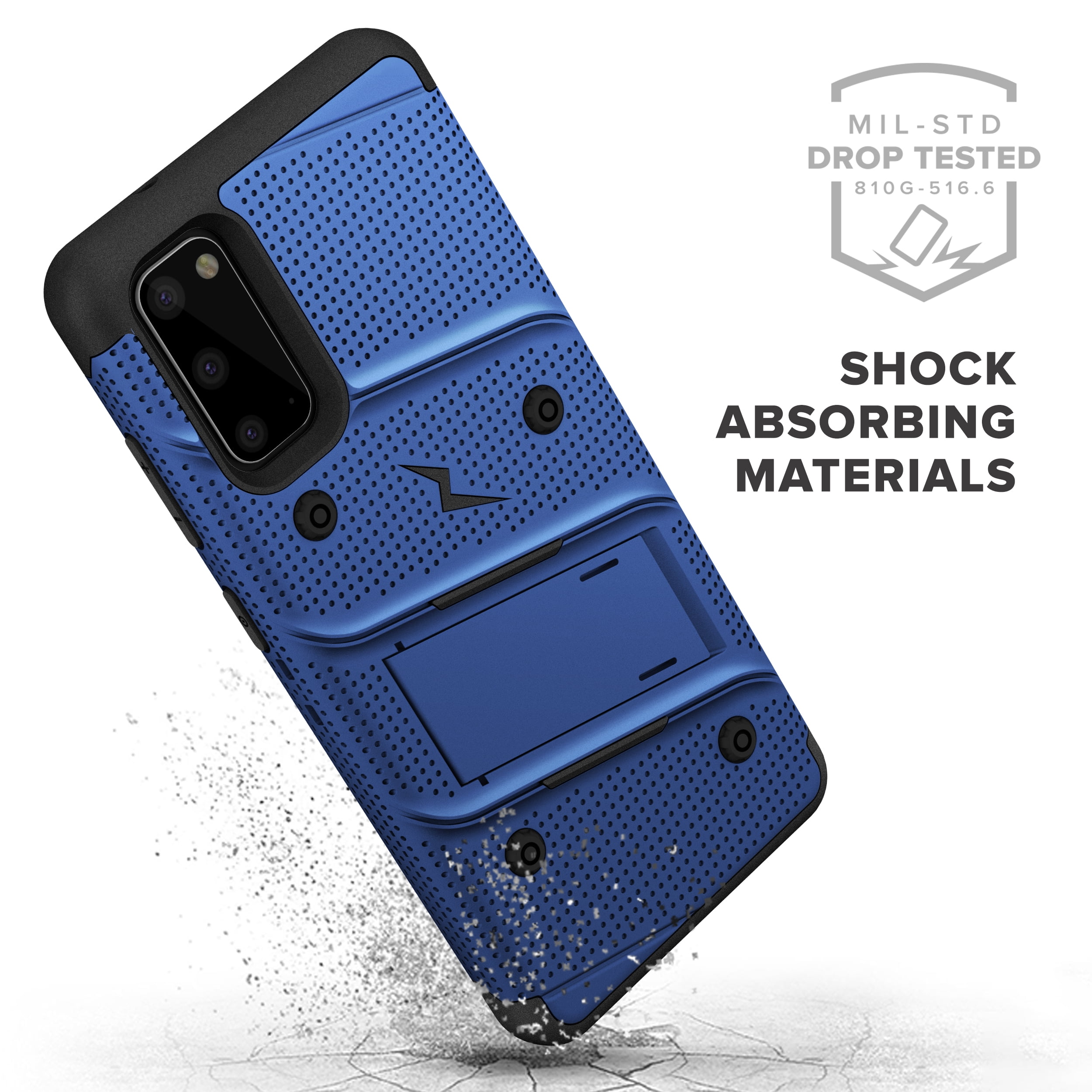 ZIZO BOLT Series for Galaxy S20 Case with Kickstand Holster Lanyard - Blue