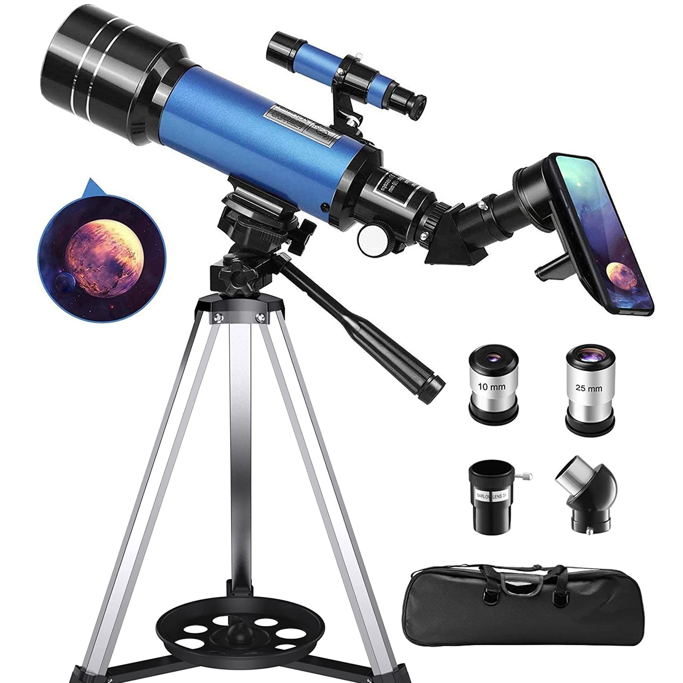 Portable Travel Telescope with Carry Bag vanstarry Telescope for Kids,Travel Kids Telescope 70mm Aperture 400mm AZ Mount Astronomical Refractor Telescope for Astronomy Beginners Smartphone Holder 