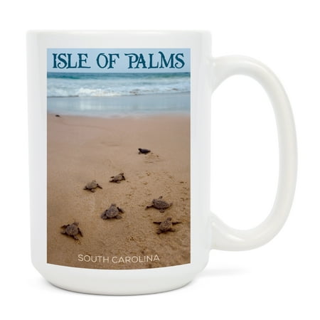 

15 fl oz Ceramic Mug Isle of Palms South Carolina Sea Turtles Hatch on Beach Dishwasher & Microwave Safe
