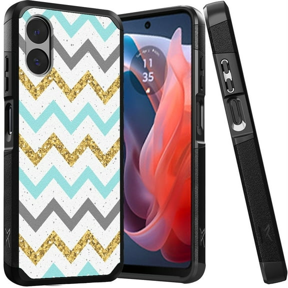 For Motorola Moto G Play 2024 Tough Strong Metkase Hybrid Magnet Mount Friendly Case Cover - Zigzag
