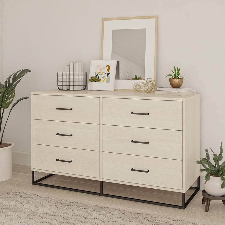 Novogratz Kelly 6 Drawer Dresser, Ivory Oak - Walmart.com