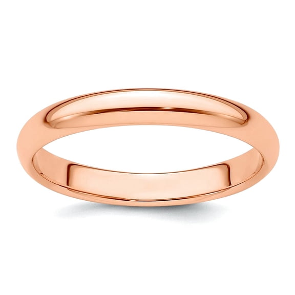 14k Rose Gold 3mm Half-round Wedding Band Ring Size 5 Wedding Band for Women and Men - 1.9 Grams