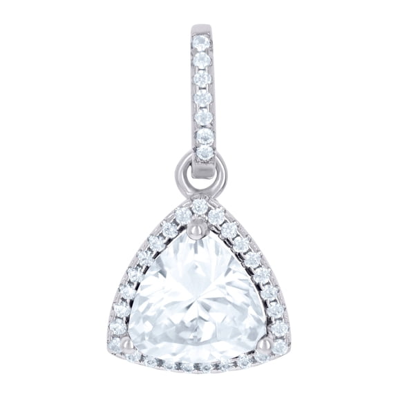 925 Sterling Silver Womens Cubic Zirconia Fashion Triangle Charm Pendant Necklace 20.2x10.9mm Wide Pendant for Women