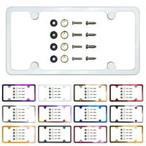 Slim 4 Holes Style Powder Coated Matte White Stainless Steel License Plate Frame with Aluminum Screw Cap