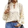 thumbnail image 6 of EFINNY Women's Bronzing Long sleeve V neck shirts Lady Casual Top, 6 of 8