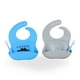 thumbnail image 1 of Baberos para Bebe de Silicona Impermeables con Bolsillo Contenedor de Alimentos Set de 2 Piezas Azul, 1 of 5