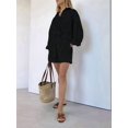 thumbnail image 5 of 2 Piece Outfits Button Down Shirt Top and Shorts Casual Lounge Sets Black L, 5 of 6