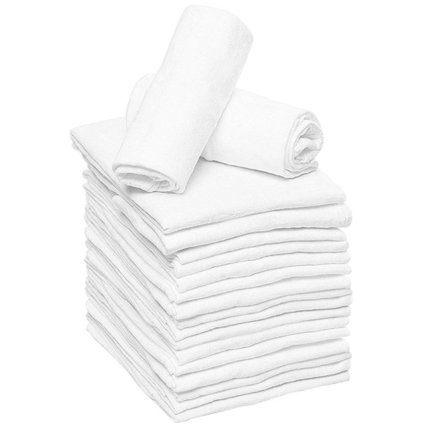 RUVANTI 18 Pack Birdseye Flat-Fold Cloth Diapers for Babies, 100% Cotton Extra Large Reusable Diapers 24x24 Inches, Baby Burp Cloths