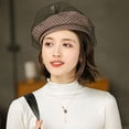 thumbnail image 2 of LinYooLi Women Solid Color Beret French Artist Beanie Cap with Netting, 2 of 7