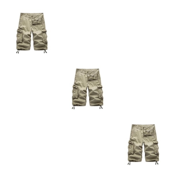 Pantalones cortos de carga Sonducket para hombres color negro Caqui con Cintura expandible