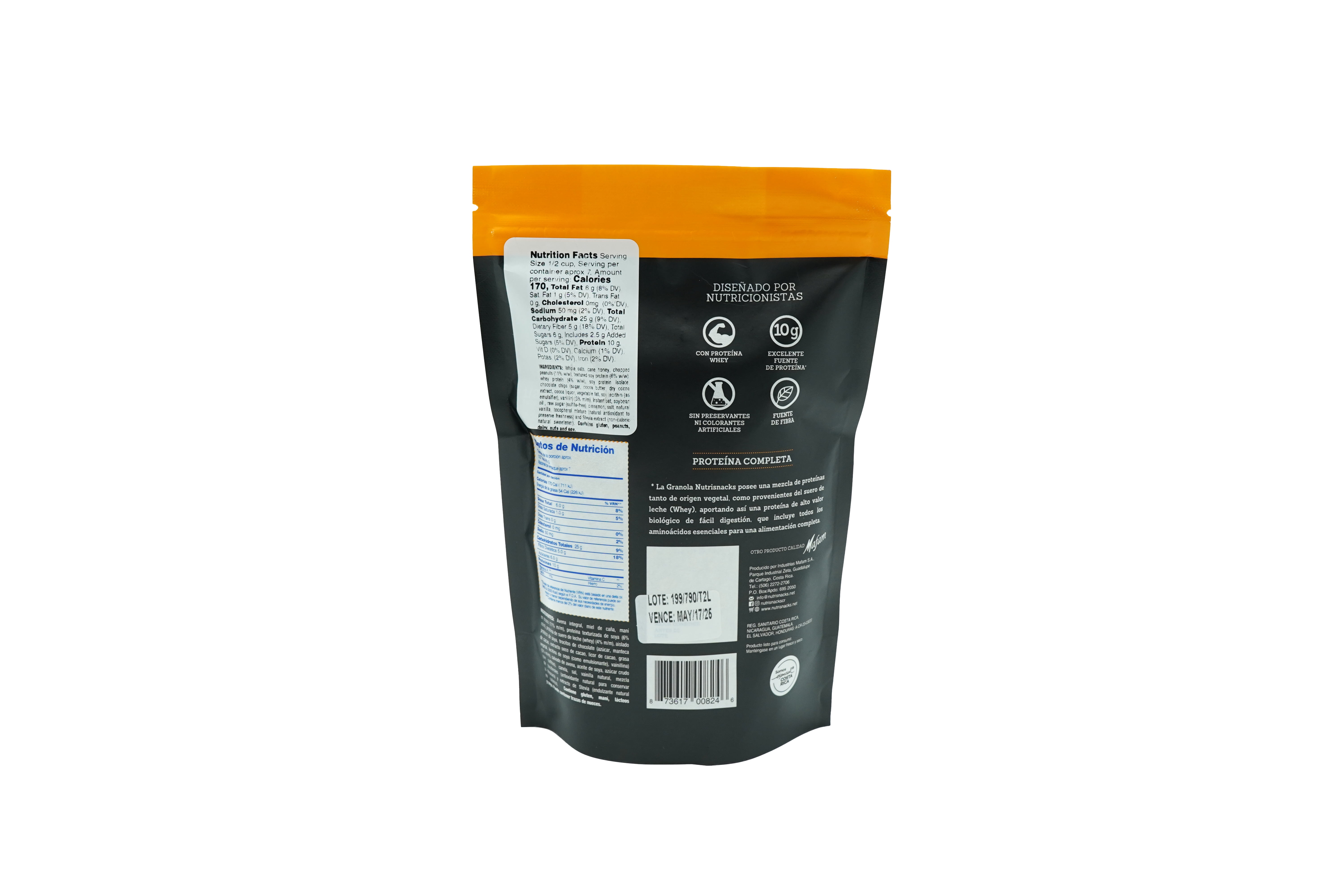 Nutrisnacks Granola + Protein with Chocolate and Peanuts, 10.6 oz. Resealable Bag