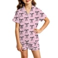 thumbnail image 4 of RUTAYY Girls Pajama Set 2 Piece Bow Graphic Pattern Short Sleeve Sleepwear Kids Indoor Casual Time Purple, 4 of 4