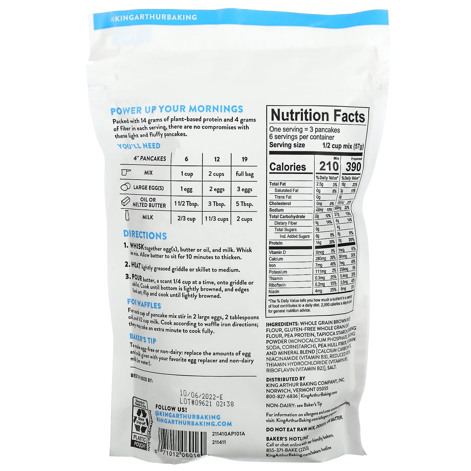 King Arthur Baking Company, Gluten-Free Protein Pancake Mix, 12 oz (340 g) Pack of 4