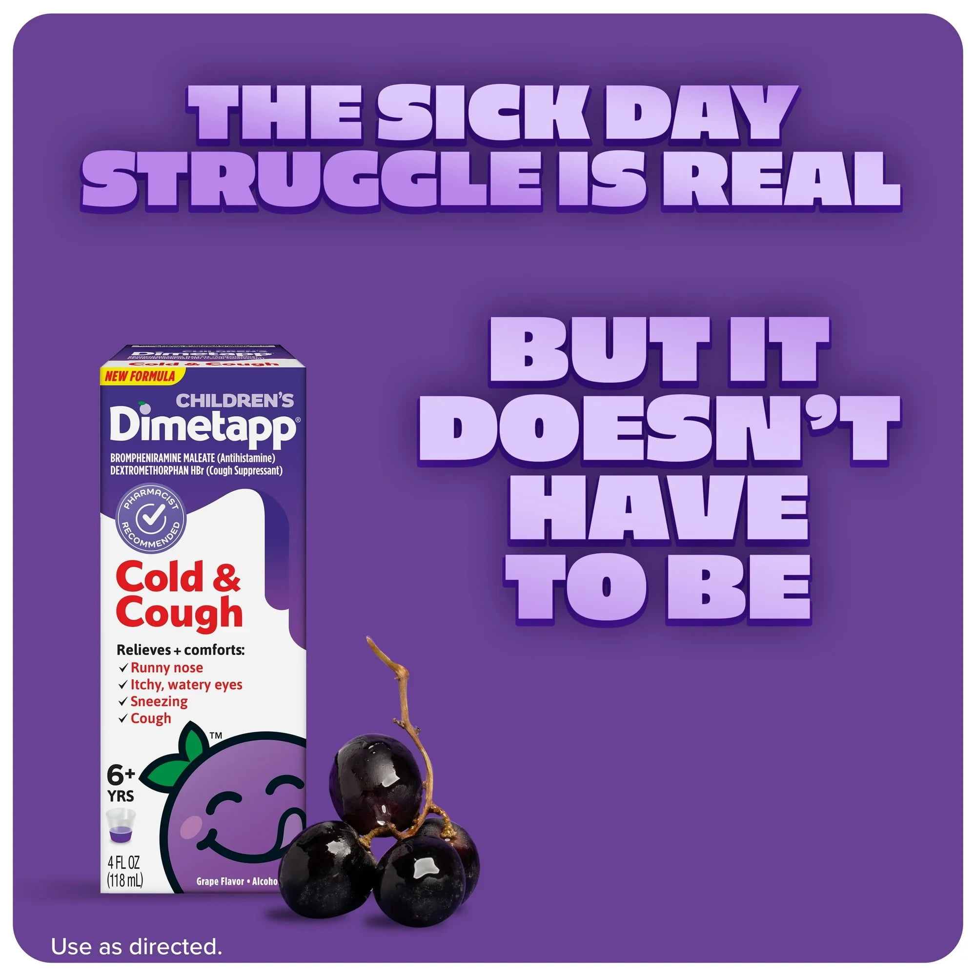 Children’s Dimetapp Cold & Cough Liquid, Multi-Symptom Relief for Kids, 4 fl oz