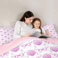 thumbnail image 5 of Manfei Pink Ribbon Bowknot 7-Piece Twin Bedding,Watercolor Ocean Shell Bedding Comforter Set,Pink Reversible, 5 of 7