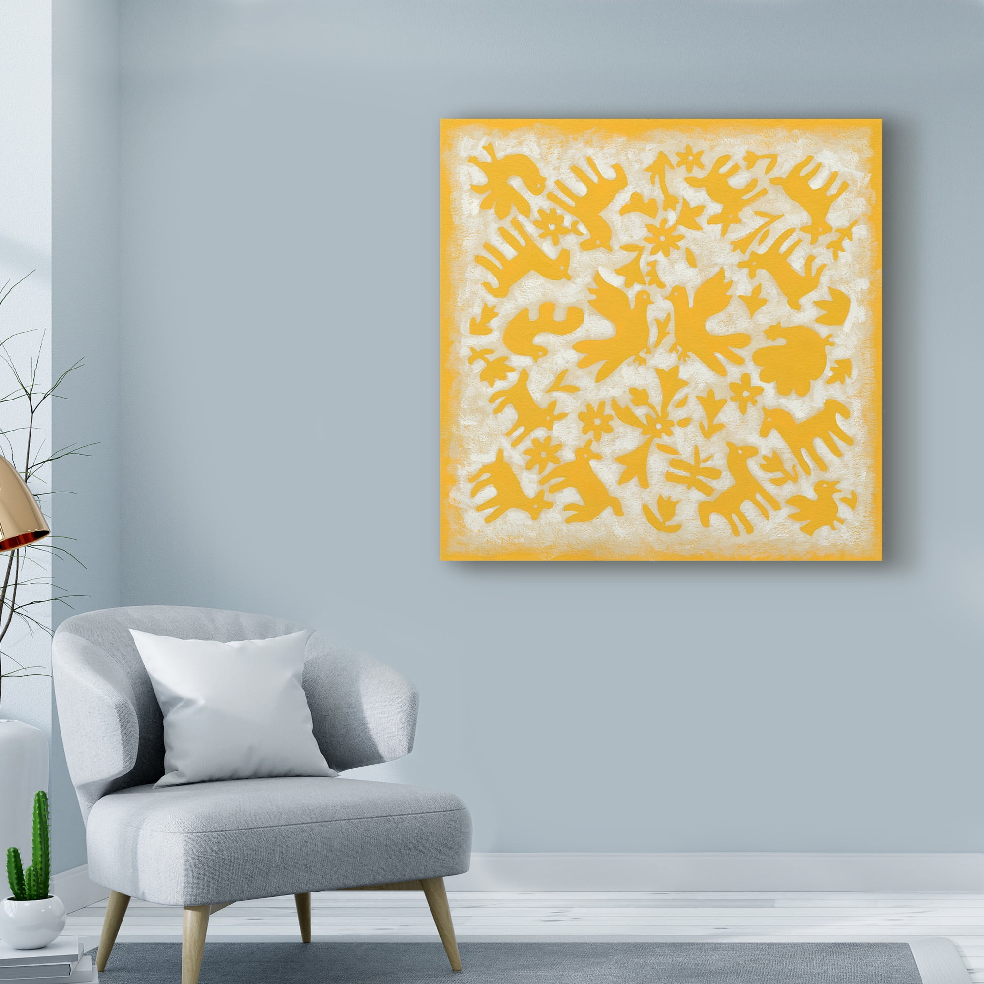 Trademark Fine Art 'Folk Story in Yellow' Canvas Art by Chariklia Zarris