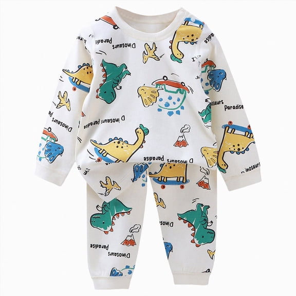Gibobby Baby Boys Pajamas Boy Clothing Sets Cartoon Print Fall Winter Long Sleeve Top Pants Pajamas 2 Pc Loungewear For 12 Months 2t 3t 4t 5t Boy Pjs Set Kid Sleepwear,Multicolour,Size 6-12 Months