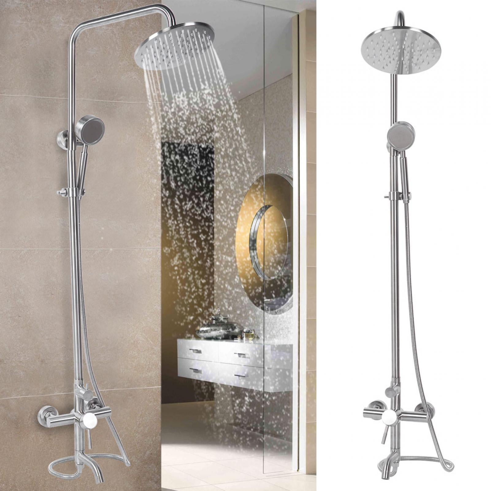 Handset Bathroom Accessories Shower Base Wall Mount Silver Chrome Fixed Seat KS 