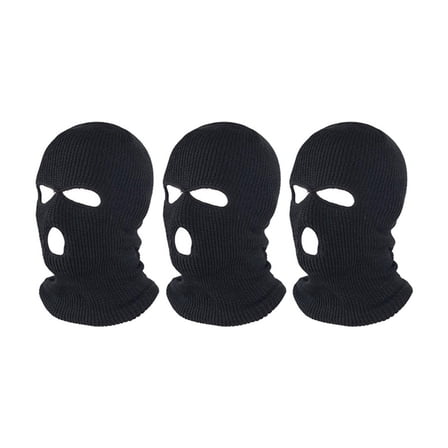 3X Full Face Cover Ski Mask Hat 3 Holes Windproof Knit Beanies Bonnet Winter Warm Unisex Caps Black