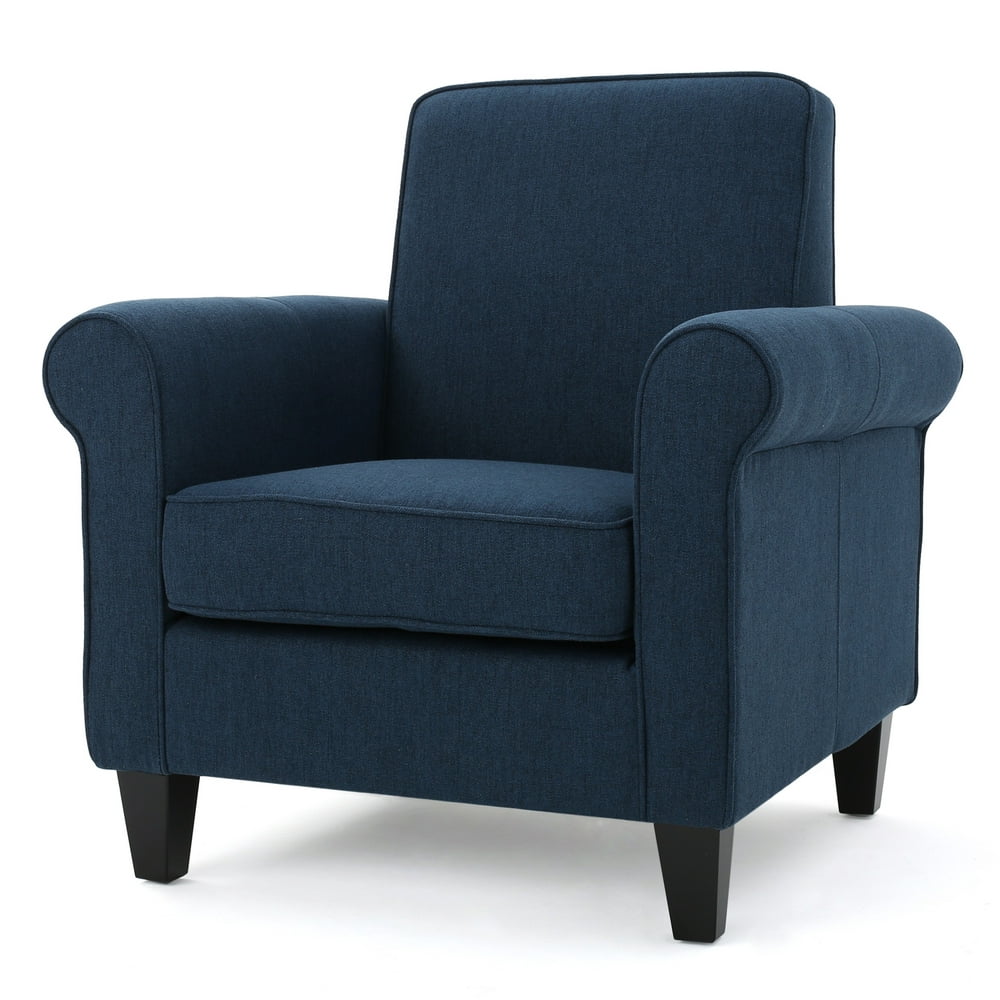 Declan Fabric Club Chair, Dark Blue