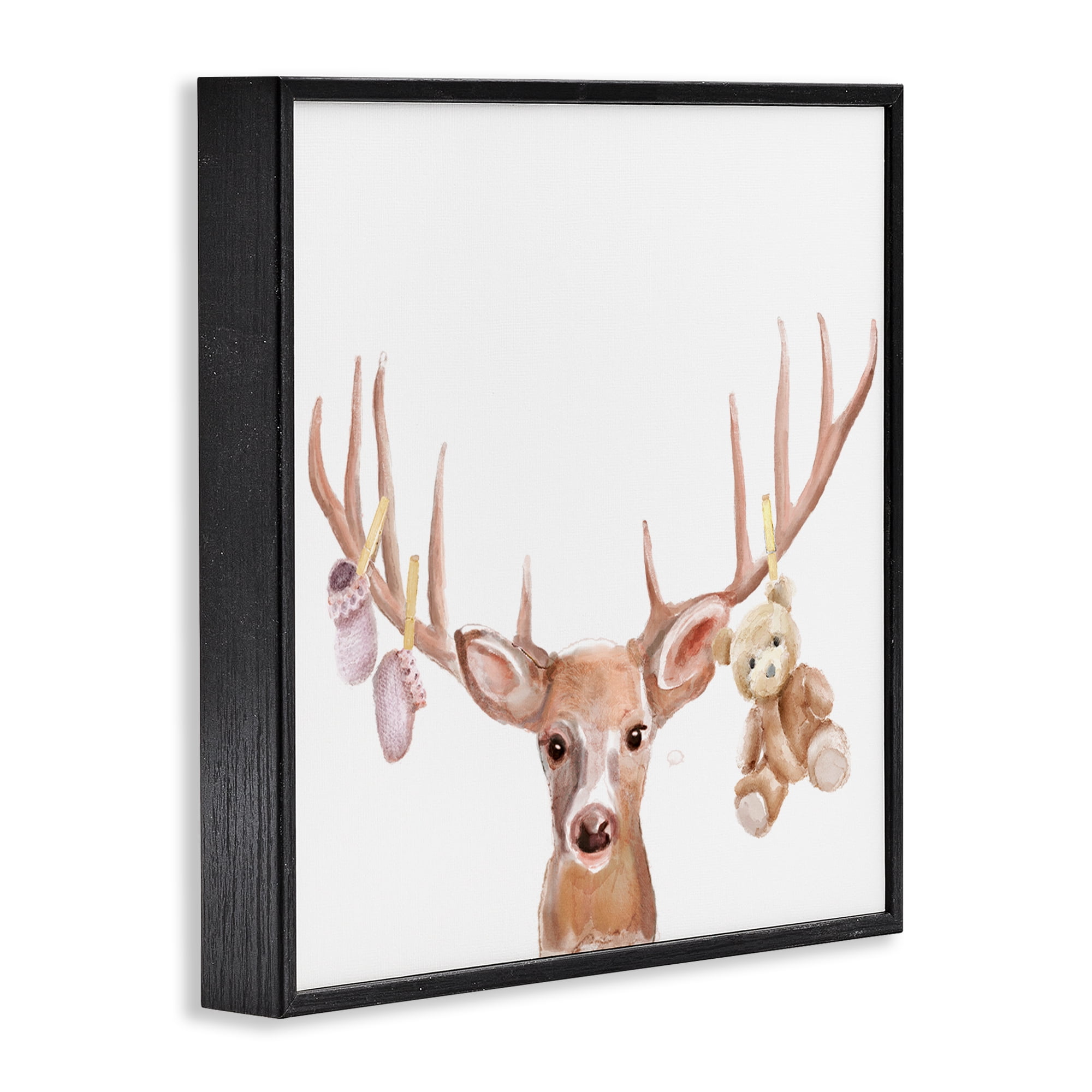 Stupell Industries Baby Girl Deer Antlers Black Framed Giclee Art, design by Ali Lynne