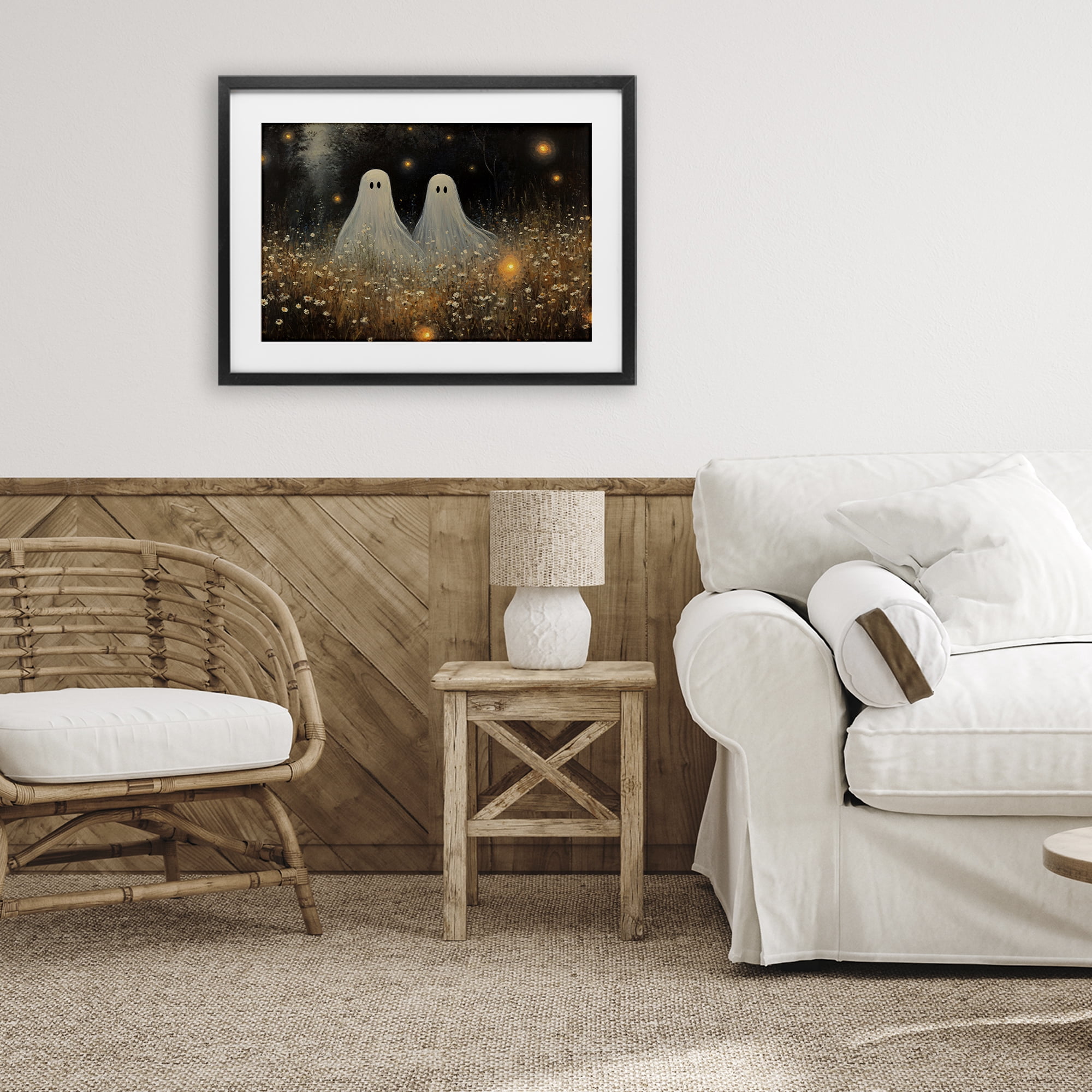 Stupell Industries Ethereal Ghost Twins Black Framed Print Under Glass, design by Jacky Ngan