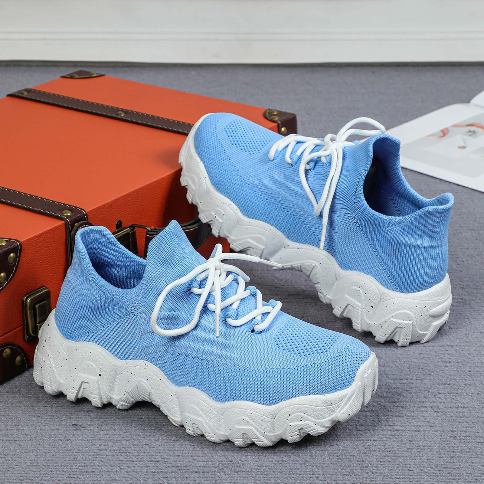 Dakaela Nurse Shoes for Women Classic Mesh Breathable Lightweight Non Slip Orthopedic Sneakers Blue 10