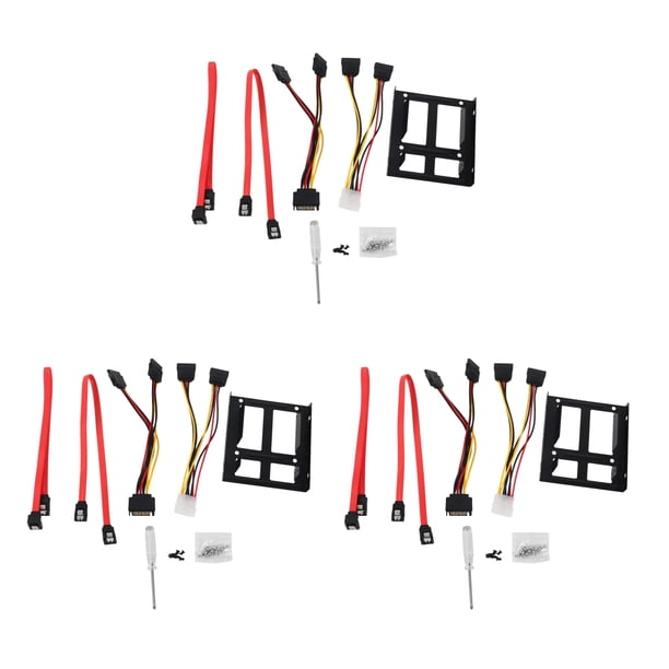 3X,2X 2.5 Pulgadas Ssd A 3.5 Pulgadas Soporte Kit de Montaje de Unidad de Disco Duro Interno (Cables de Datos Sata Y Cables de Potencia Incluidos)