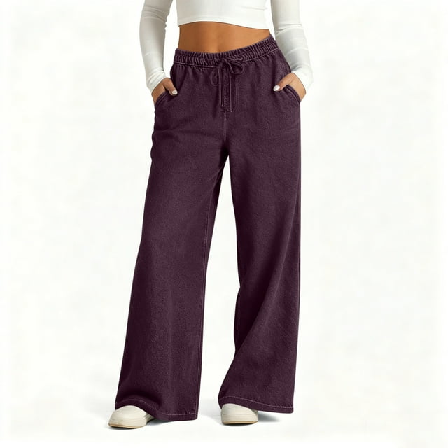 Karight Jeans for Women High Waisted Wide Leg Womens Jeans with Pockets Elastic Waist Strechy Drawstring Pull On Denim Pants