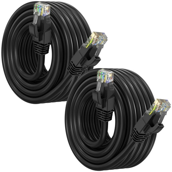 Maximm Cat6 Ethernet Cable 2-Pack 100 ft – CCA LAN Network Patch Cords, RJ45, Black