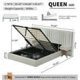 thumbnail image 2 of Queen Upholstered lift up Storage Bed Frame with Oversized Headboard, Built-in Nightstands and Wood Slat Support, No Box Spring Needed, Cream, 2 of 8