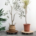 thumbnail image 2 of Flowers Pot Mover Trolley Shelf Universal Wheel Tray 360° Swivel Plant Stand Removable Round Wooden Flower Pot Holder, 2 of 9