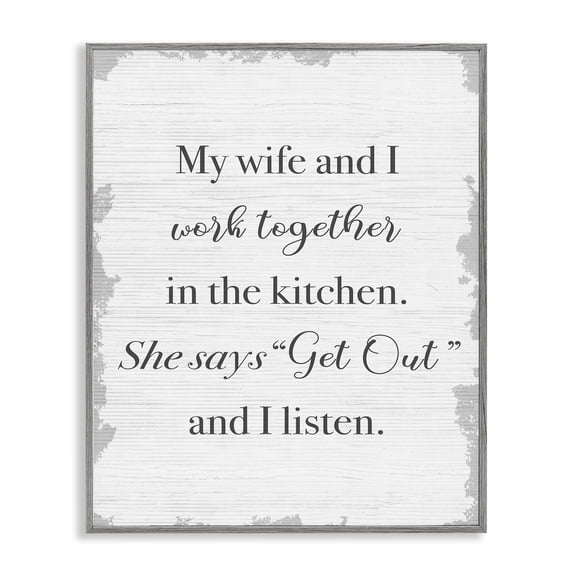 Stupell Industries Rustic Lodge Funny Work Together In Kitchen Gray Framed Giclee Art, 11 x 14, by Lil' Rue