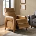 thumbnail image 5 of Modern Power Genuine Leather Recliner Chair with USB and Solid Wood Legs for Living Room Camel, 5 of 8