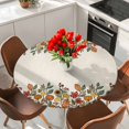 thumbnail image 2 of Round Table Cover 45-54 Inch Fall Maple Leaf Waterproof Reusable Table Cloth Round Fitted Vinyl Tablecloth with Elastic Edged for Parties Outdoors, Thanksgiving Pumpkin Botanical Harvest Beige, 2 of 6