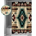 thumbnail image 4 of Abstract Ethnic Style Shower Curtain, 72" x 72", Retro Brown Red Weaving Pattern Waterproof Bathroom Curtain Washable Shower Curtain Set with 12 Hooks, 4 of 6