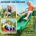 thumbnail image 4 of Qaba Metal Swing Set with Slide, Heavy Duty Swing Set, Dark Green, 4 of 10