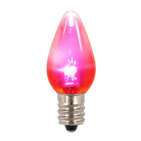 Vickerman C7 Twinkle Transparent Plastic LED Pink Dimmable Bulb, E12 Nickel Base, 25 per bag