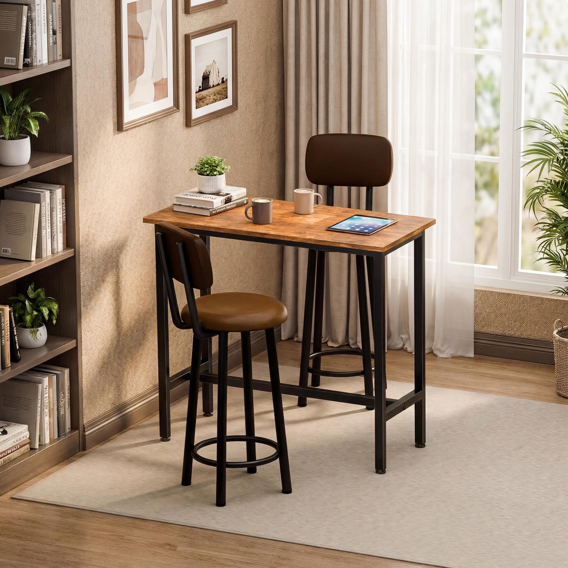 EDX 40 Inch Bar Table, Bar Height Pub Table, Counter Height Bar Table, Rectangular High Top Coffee&Dining Table, for household, Rust