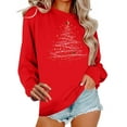 thumbnail image 3 of VKOYWKM Christmas Sweatshirts for Women Oversized Crewneck Sweatshirt Long Sleeve Merry Xmas Tree Print Pullover Fleece Holiday Family Party Sweatshirt, 3 of 7