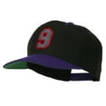 thumbnail image 2 of Athletic Number 9 Embroidered Classic Two Tone Cap - Black Purple OSFM, 2 of 5